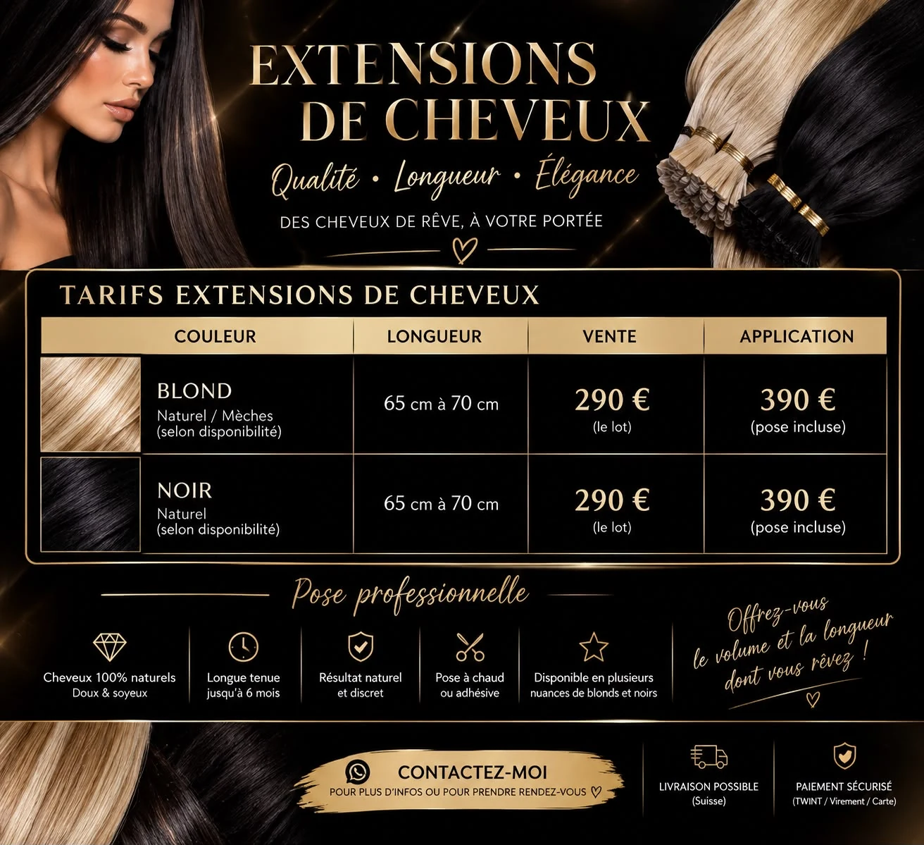 Guide visuel des extensions et tarifs capillaires